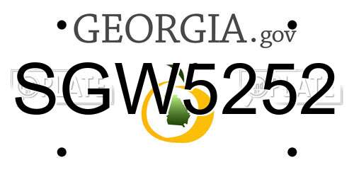 SGW5252 Georgia License Plate