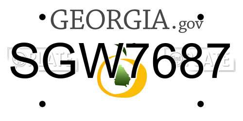 SGW7687 Georgia License Plate