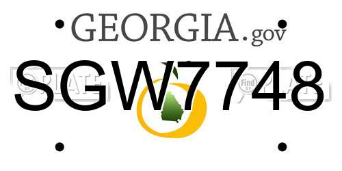 SGW7748 Georgia License Plate