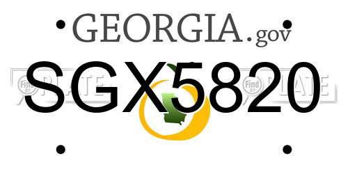 SGX5820 Georgia License Plate