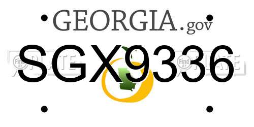 SGX9336 Georgia License Plate