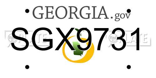 SGX9731 Georgia License Plate