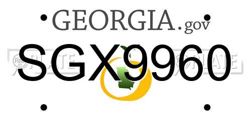 SGX9960 Georgia License Plate