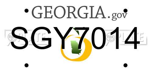 SGY7014 Georgia License Plate