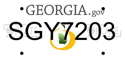 SGY7203 Georgia License Plate