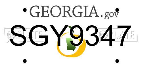 SGY9347 Georgia License Plate