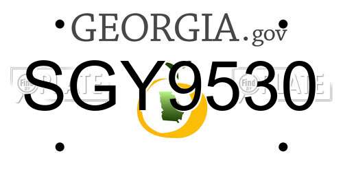 SGY9530 Georgia License Plate