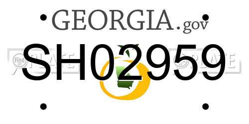 SH02959 Georgia License Plate