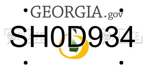 SH0D934 Georgia License Plate