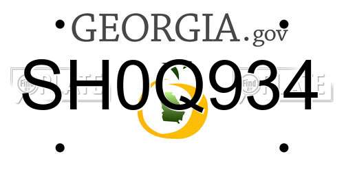 SH0Q934 Georgia License Plate