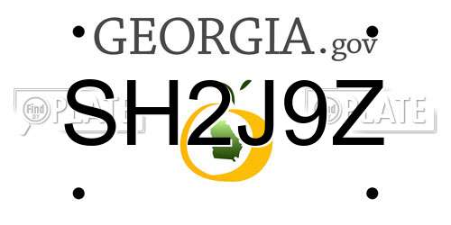SH2J9Z Georgia License Plate