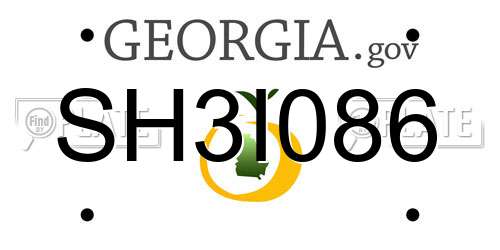 SH3I086 Georgia License Plate