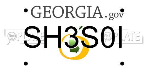 SH3S0I Georgia License Plate