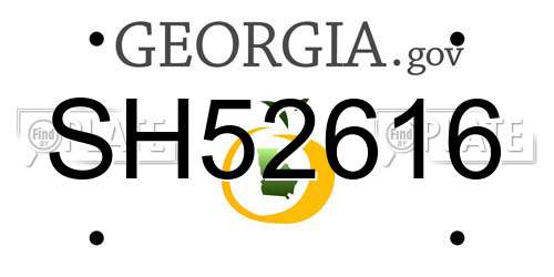 SH52616 Georgia License Plate