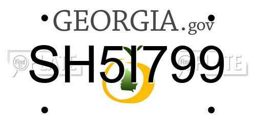 SH5I799 Georgia License Plate