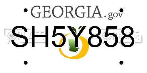 SH5Y858 Georgia License Plate
