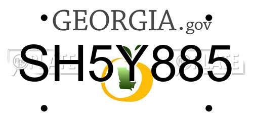 SH5Y885 Georgia License Plate