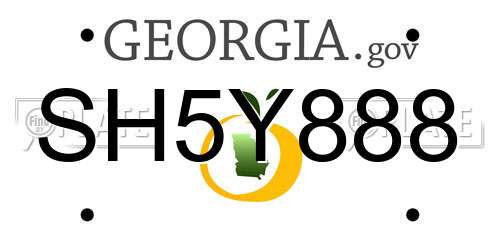 SH5Y888 Georgia License Plate