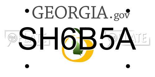 SH6B5A Georgia License Plate