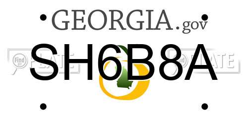 SH6B8A Georgia License Plate