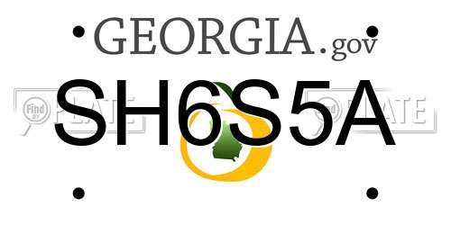 SH6S5A Georgia License Plate