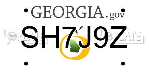 SH7J9Z Georgia License Plate
