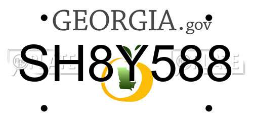 SH8Y588 Georgia License Plate