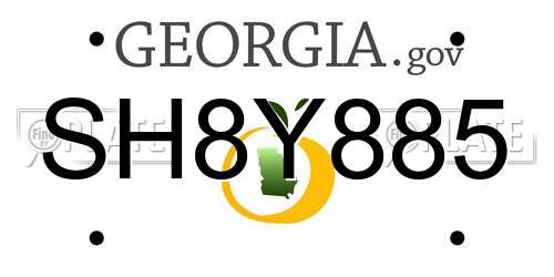 SH8Y885 Georgia License Plate