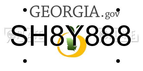 SH8Y888 Georgia License Plate