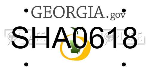 SHA0618 Georgia License Plate