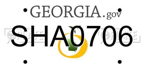 SHA0706 Georgia License Plate