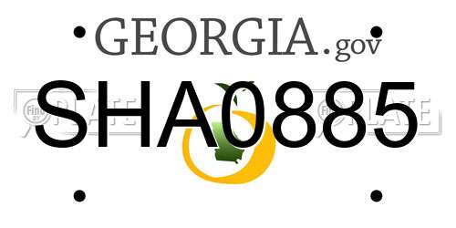 SHA0885 Georgia License Plate