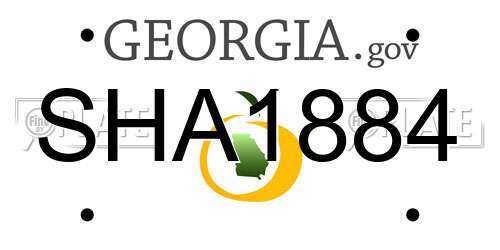 SHA1884 Georgia License Plate