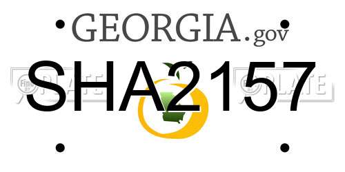 SHA2157 Georgia License Plate