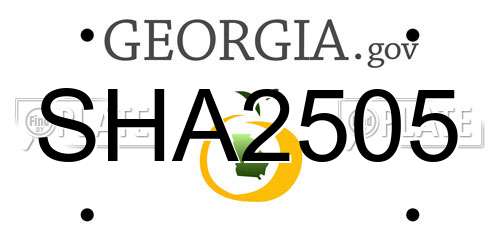 SHA2505 Georgia License Plate