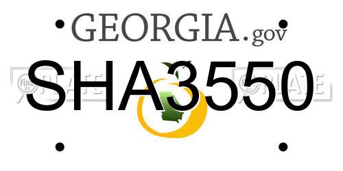 SHA3550 Georgia License Plate