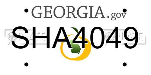 SHA4049 Georgia License Plate