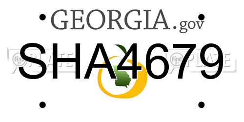 SHA4679 Georgia License Plate