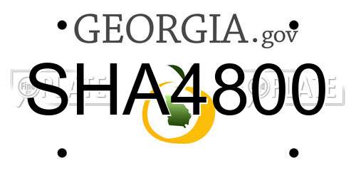 SHA4800 Georgia License Plate
