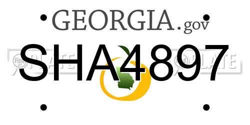 SHA4897 Georgia License Plate