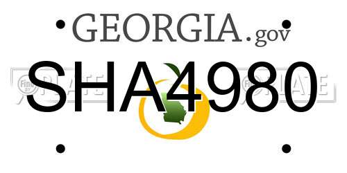 SHA4980 Georgia License Plate