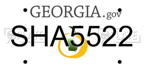 SHA5522 Georgia License Plate