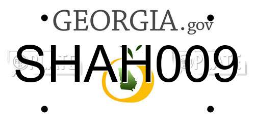 SHAH009 Georgia License Plate