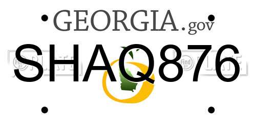 SHAQ876 Georgia License Plate