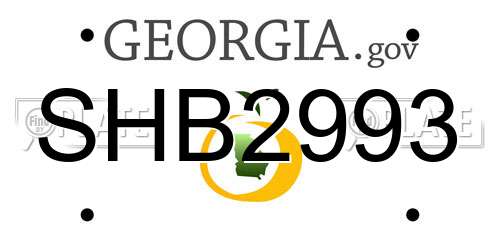 SHB2993 Georgia License Plate