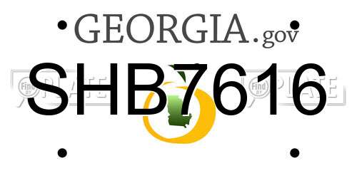 SHB7616 Georgia License Plate