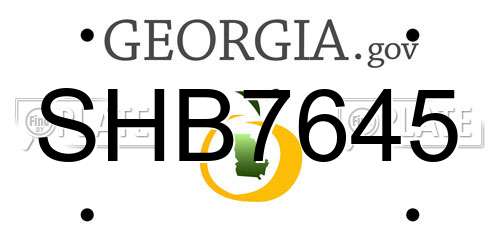 SHB7645 Georgia License Plate