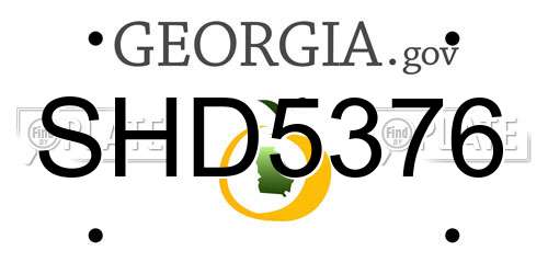 SHD5376 Georgia License Plate