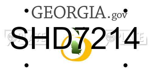SHD7214 Georgia License Plate