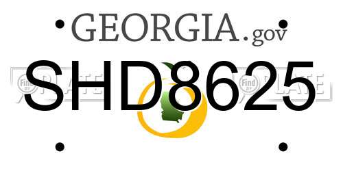 SHD8625 Georgia License Plate